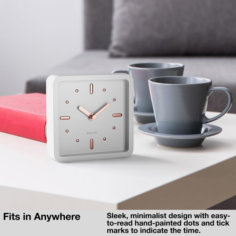 Driini ساعة مكتب ورف درييني الحديثة من منتصف القرن (ذهبي وردي أبيض) - تعمل بالبطارية مع حركة تناظرية صامتة - ساعات طاولة صغيرة للمكتب - مثالية للرف، الطاولة الجانبية، سطح المكتب أو الطاولة الجانبية - Image 2